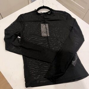 NWT Zara Black Sheer Top Size L